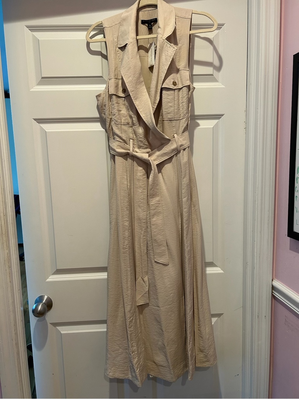 Banana Republic Sleeveless Belted Trench Maxi Dress - Cream New With Tags